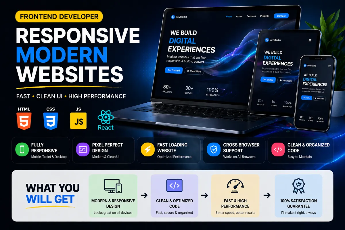 create a modern, responsive and high-performance frontend website