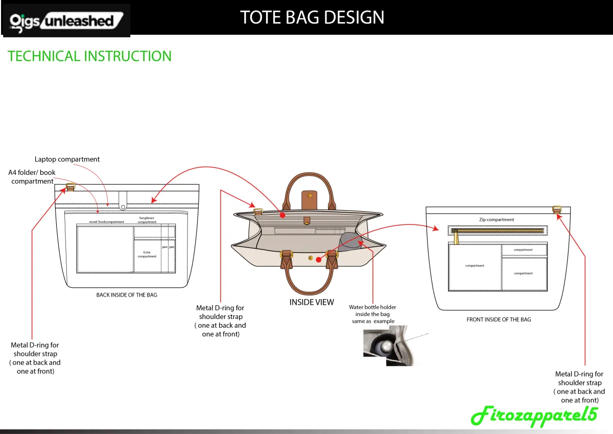 I will do all type of Tote bag design and tech pack details 