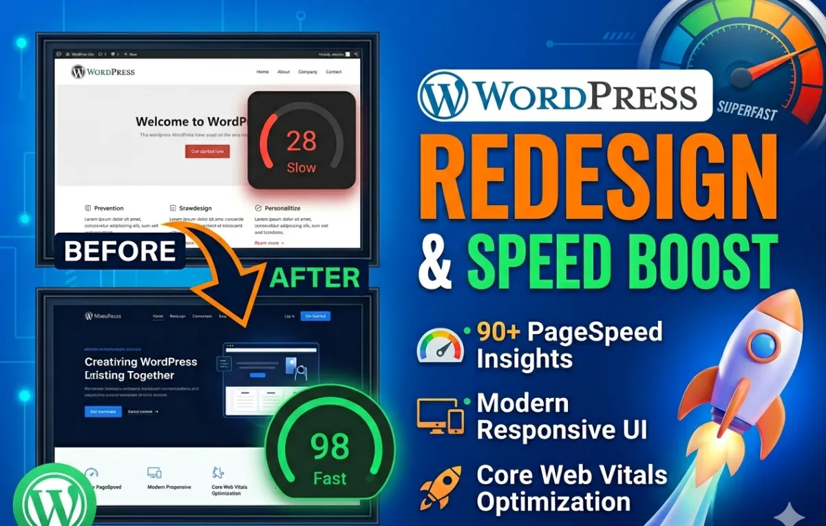 redesign and optimize your slow WordPress website for lightning-fast performance