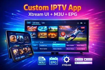 develop android, ios iptv app with live streaming, vod, smart TV ott platform
