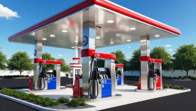 do 3d gas pump modeling, fuel stop design, realistic filling station rendering