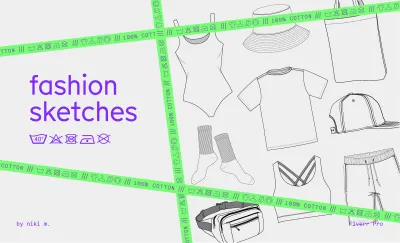 create 4 fashion technical sketches
