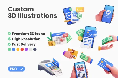 Custom 3d illustration for interface platform