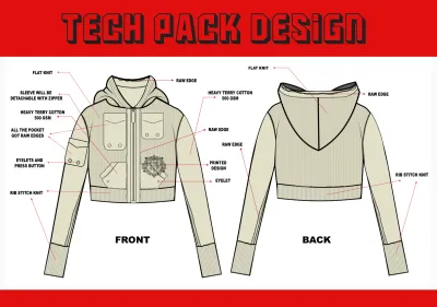 Tech pack/technical drawing/ flat sketch design.